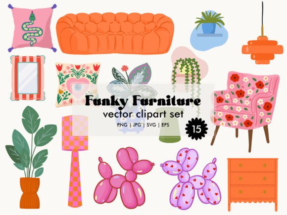 Download Funky Furniture Clipart SVG PNG Bundle - Premium Bundle